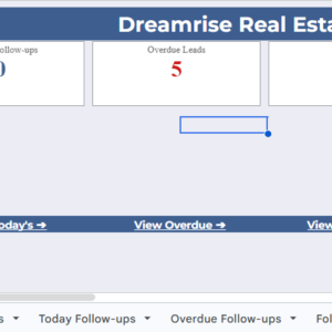 Dreamrise Real Estate CRM – Ultimate Google Sheets Template for Brokers & Agents